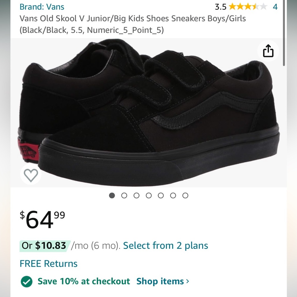 VANS unisex kids shoes black NEW